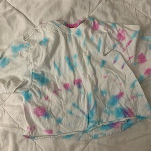 vintage tie dye cropped white tee, Nike